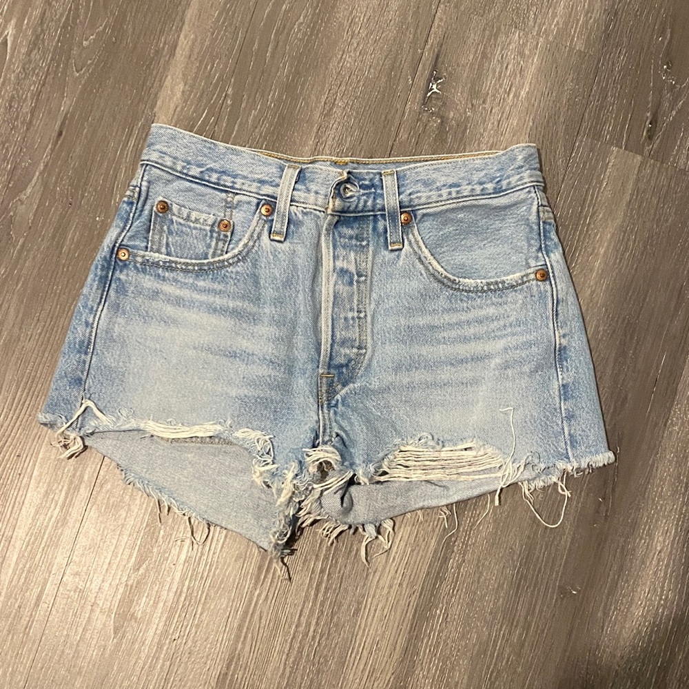 Levi's Light Blue Distressed Jean Shorts